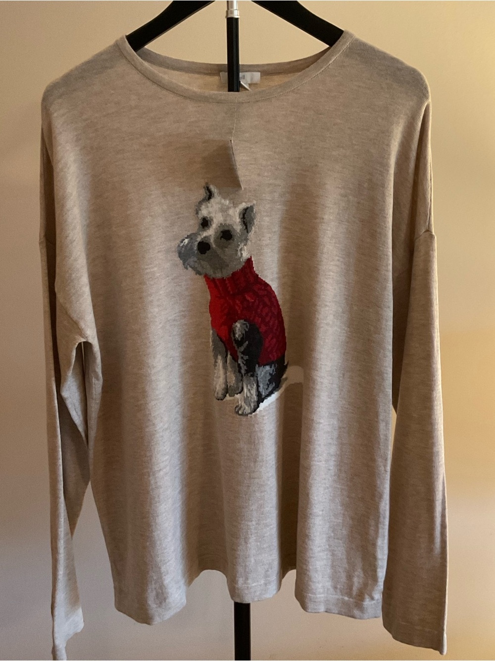 J Jill Westie Dog Sweater Long-Sleeve Sweater - Sz Medium NWT